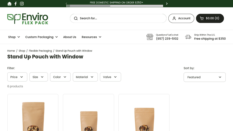 Stand Up Pouch with Window