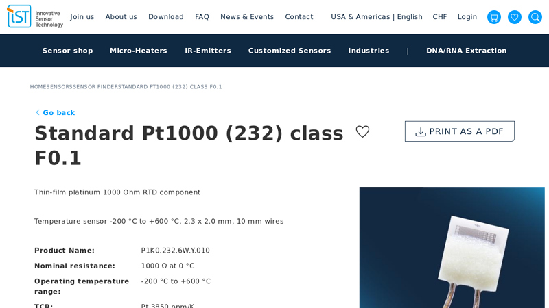 Standard Pt1000 (232) class F0.1