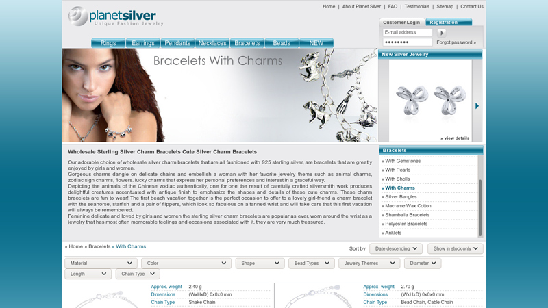 Sterling Silver Charm Bracelets Wholesale