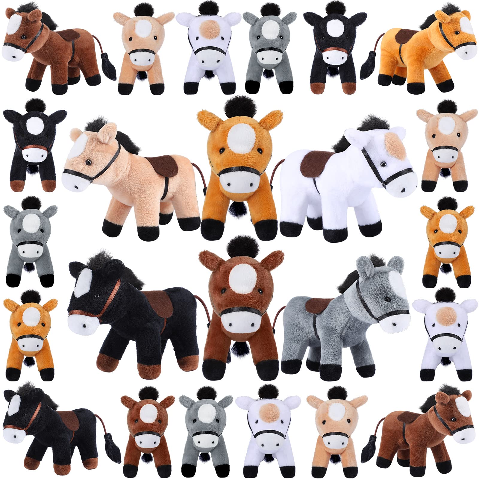 Stick Horse Leyndo 24 Pack Horse Plush Toys Bulk Standing Plush ...
