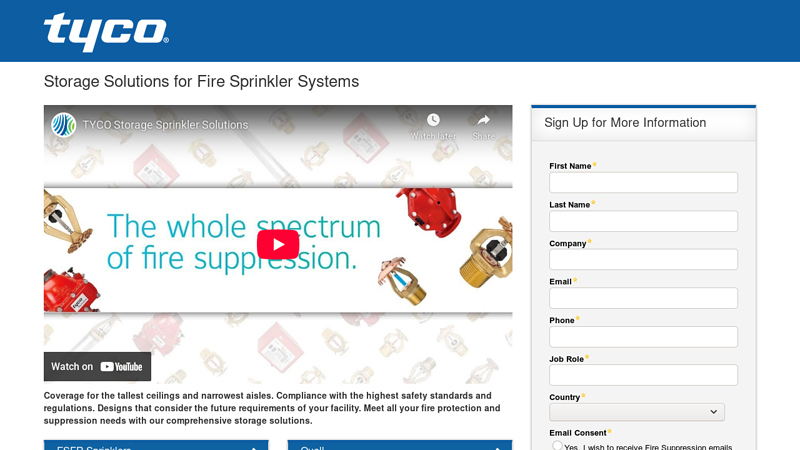 Storage Solutions for Fire Sprinkler Systems