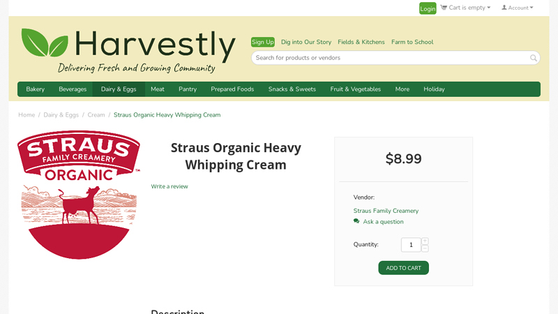 Straus Organic Heavy Whipping Cream
