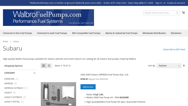 Subaru Walbro Fuel Pump