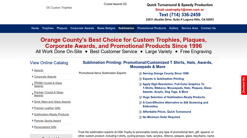 Sublimation Printing Orange County, CA custom t-shirts