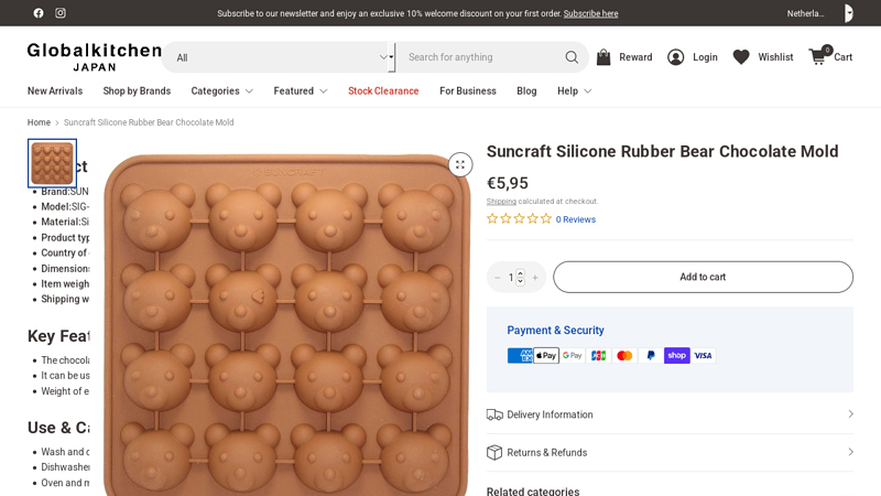 Suncraft Silicone Rubber Bear Chocolate Mold