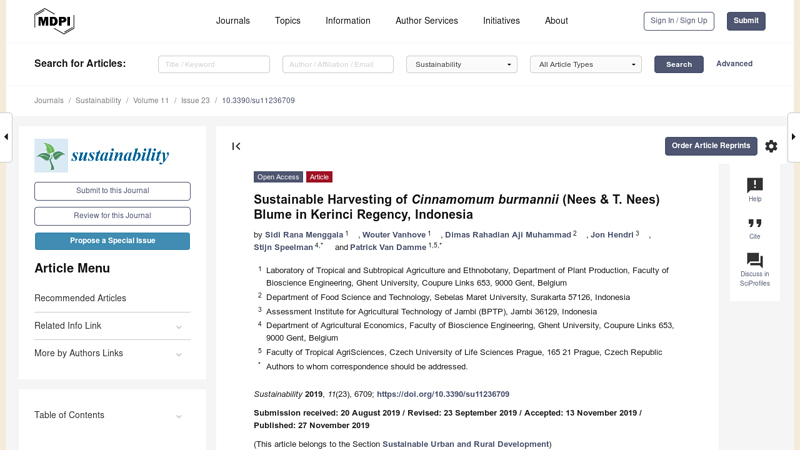 Sustainable Harvesting of Cinnamomum burmannii (Nees & T. Nees ...