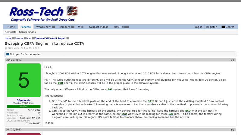 Swapping CBFA Engine in to replace CCTA
