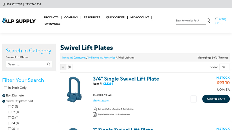 Swivel Lift Plates for Coil Inserts