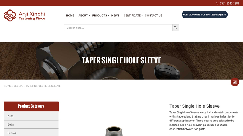 Taper Single Hole Sleeve