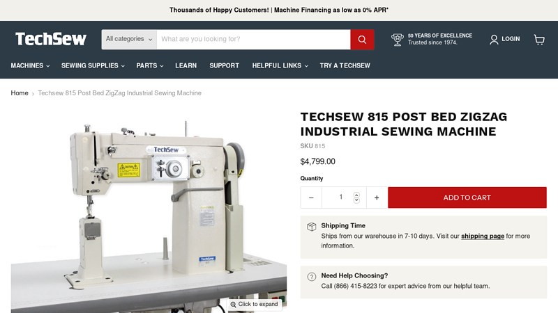 Techsew 815 Post Bed ZigZag Industrial Sewing Machine