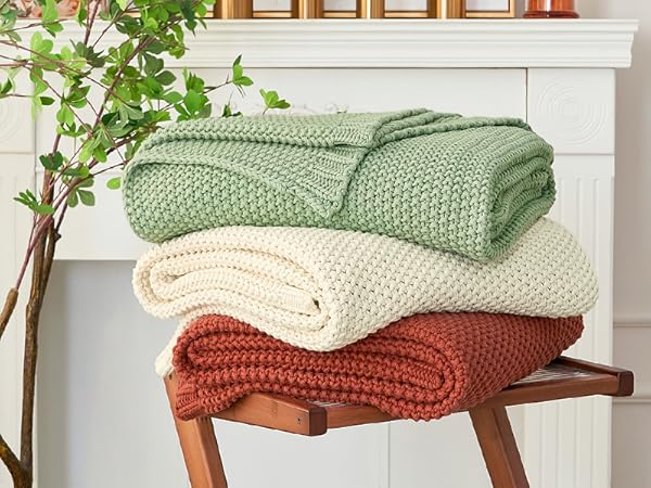 Textured Sustainable Knit Throw Blanket