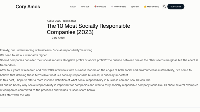 The 10 Most Socially Responsible Companies (2023)