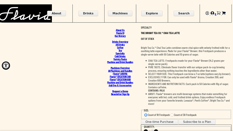 The Bright Tea Co.® Chai Tea Latte Fresh Packs for Flavia Brewers