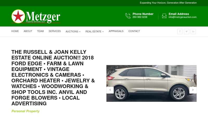 The Russell & Joan Kelly Estate Online Auction!! 2018 Ford Edge ...