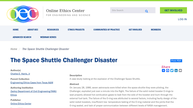 The Space Shuttle Challenger Disaster