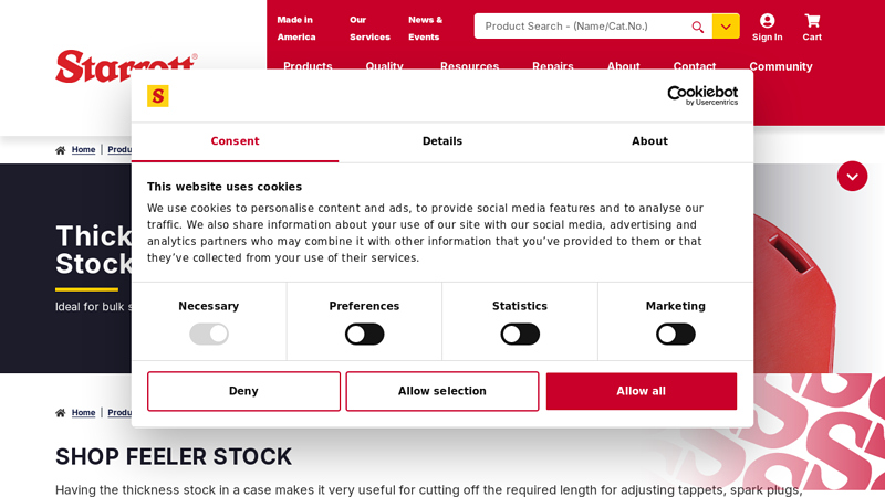 Thickness or Feeler Gage Stock