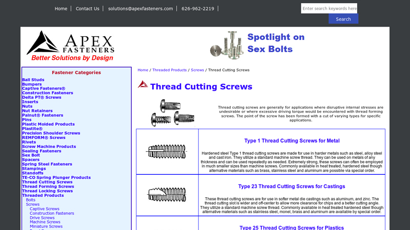 Thread Cutting Screws