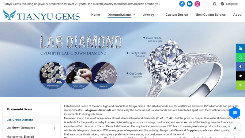 Tianyu Lab Diamond, Wholesale Lab Grown Diamonds Supplier