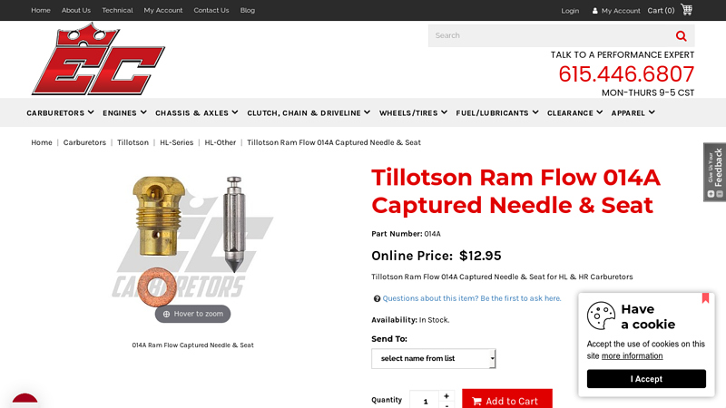 Tillotson Ram Flow 014A Captured Needle & Seat