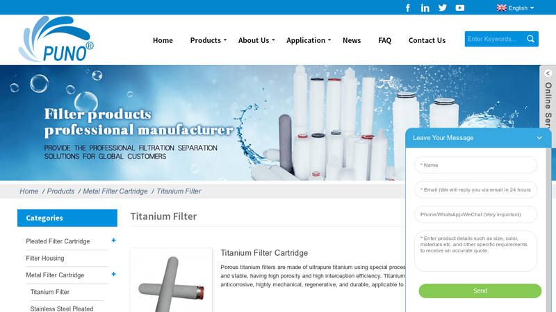 Titanium Filter Manufacturers and Suppliers
