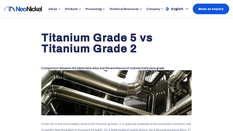 Titanium Grade 5 vs Titanium Grade 2 Comparison