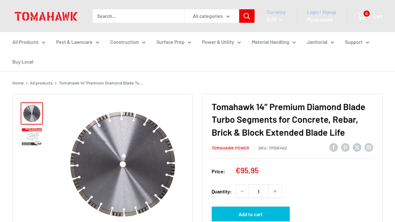 Tomahawk 14” Premium Diamond Blade Turbo Segments for ...