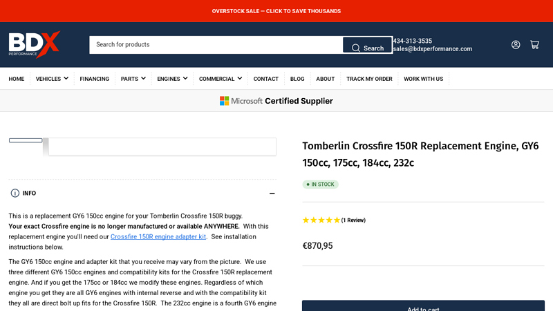 Tomberlin Crossfire 150R Replacement Engine, GY6 150cc, 175cc ...