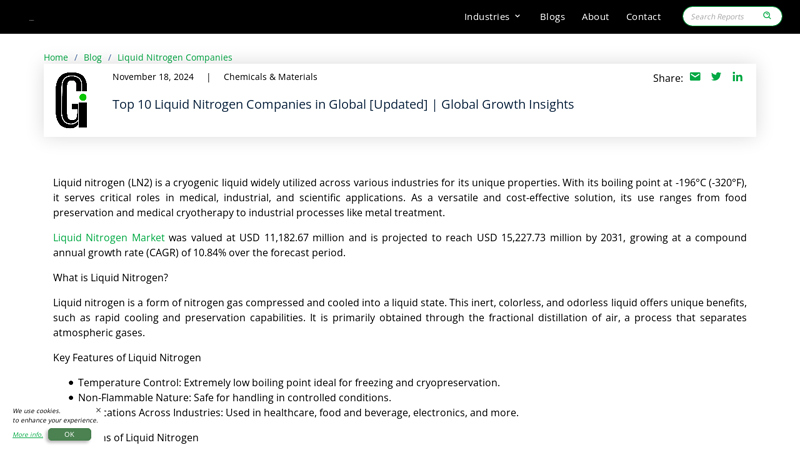 Top 10 Liquid Nitrogen Companies in Global [Updated]