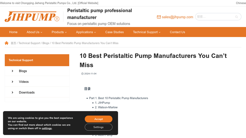 Top 10 Peristaltic Pump Manufacturers in the World