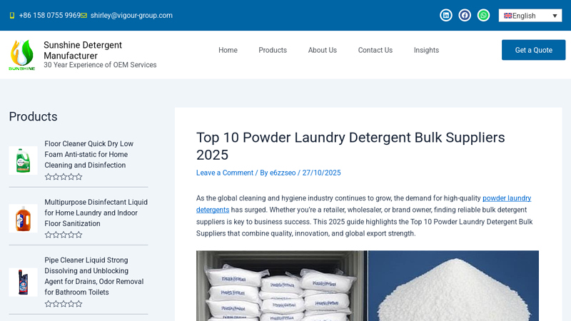 Top 10 Powder Laundry Detergent Bulk Suppliers 2025