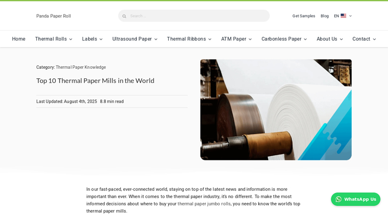 Top 10 Thermal Paper Mills in the World