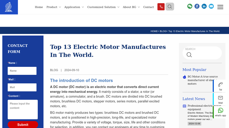 Top 13 electric motor manufactures in the world.