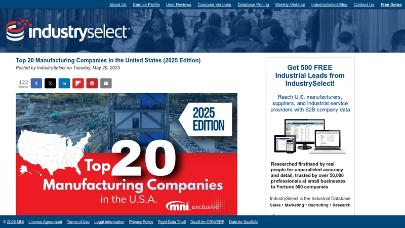 Top 20 Manufacturing Companies in the U.S.