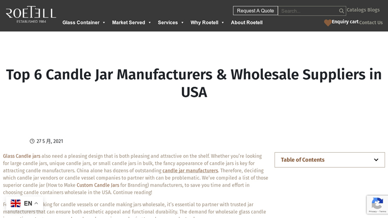 Top 6 Candle Jar Manufacturers & Wholesale Suppliers in USA