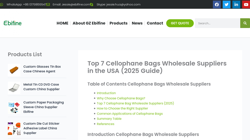 Top 7 Cellophane Bags Wholesale Suppliers in the USA (2025 Guide)