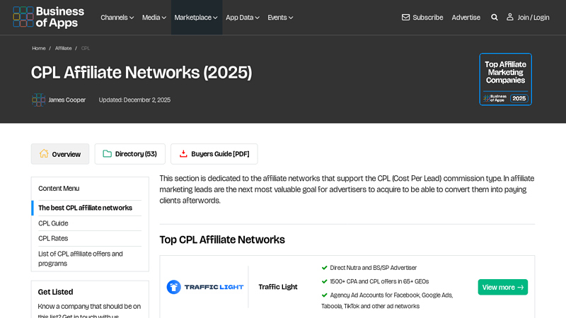 Top CPL Affiliate Networks (2025)