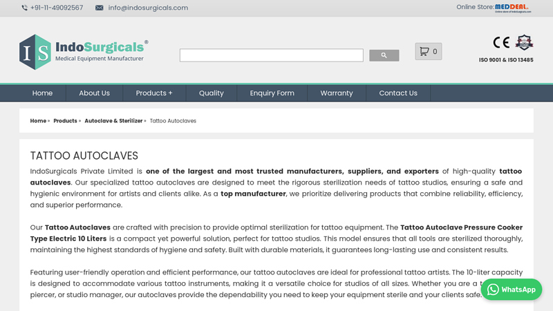 Top Manufacturer, Supplier, and Dealer of Tattoo Autoclaves