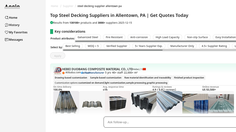 Top Steel Decking Suppliers in Allentown, PA