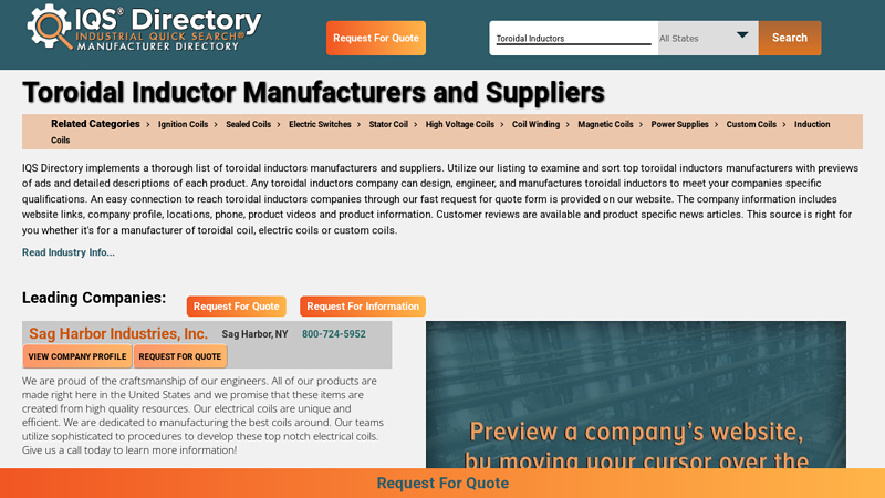 Toroidal Inductor Manufacturers Suppliers