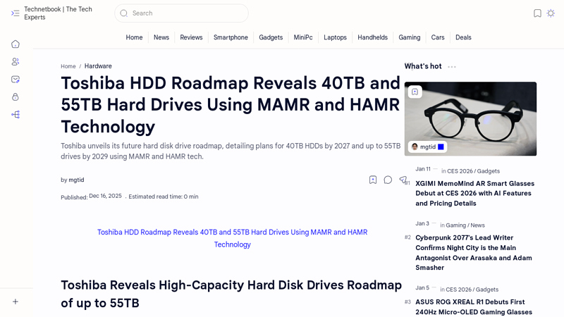 Toshiba HDD Roadmap Reveals 40TB and 55TB Hard Drives Using ...
