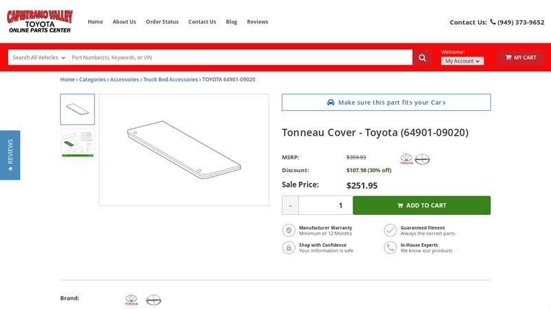 Toyota OEM Tonneau Cover 64901