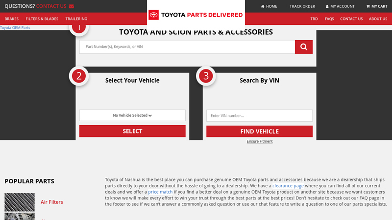 Toyota Parts Delivered