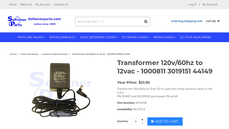 Transformer 120v/60hz to 12vac