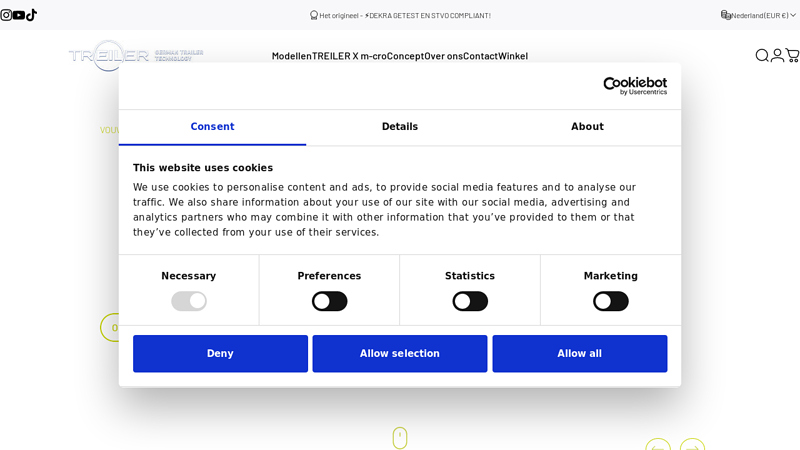 TREILER motorcycle trailer, braked, lowerable and foldable