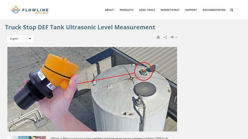 Truck Stop DEF Tank Ultrasonic Level Measurement