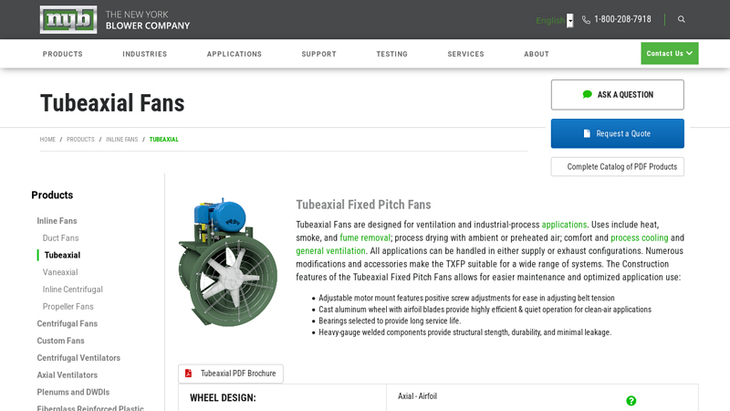 Tubeaxial Fixed Pitch Fans