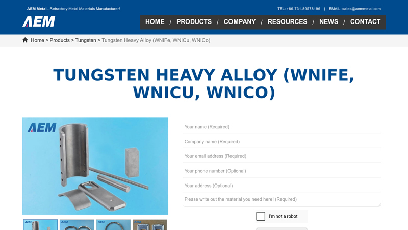 Tungsten Heavy Alloy (WNiFe, WNiCu, WNiCo)