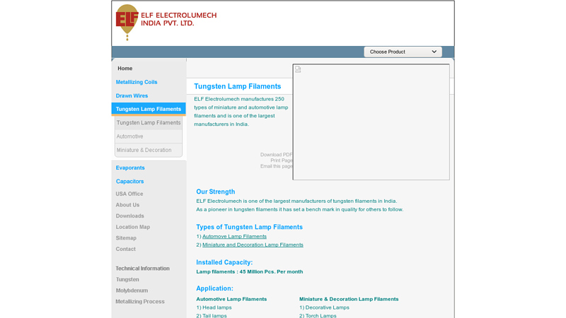 Tungsten Lamp Filaments