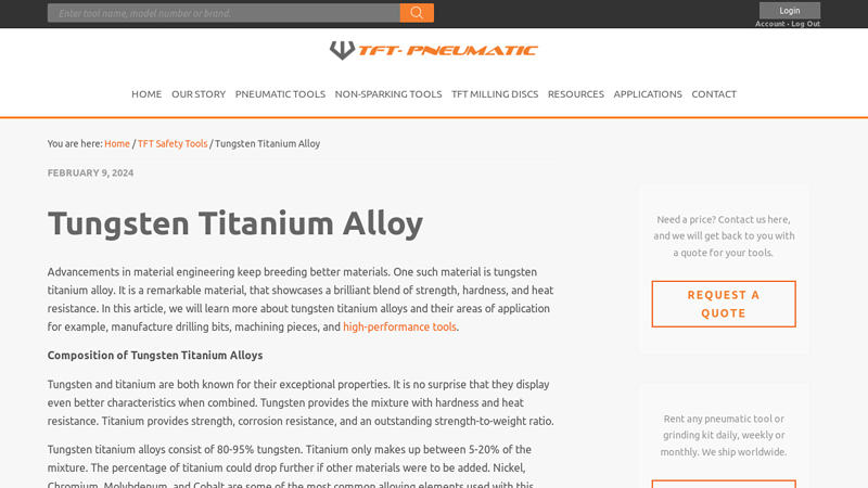Tungsten Titanium Alloy
