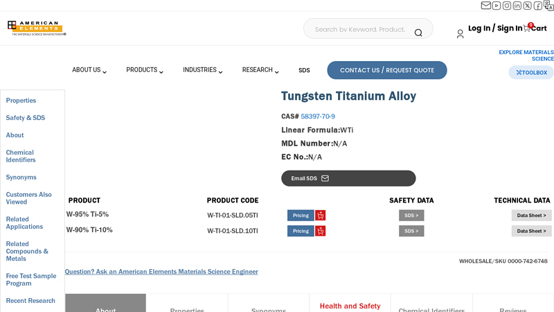 Tungsten Titanium Alloy